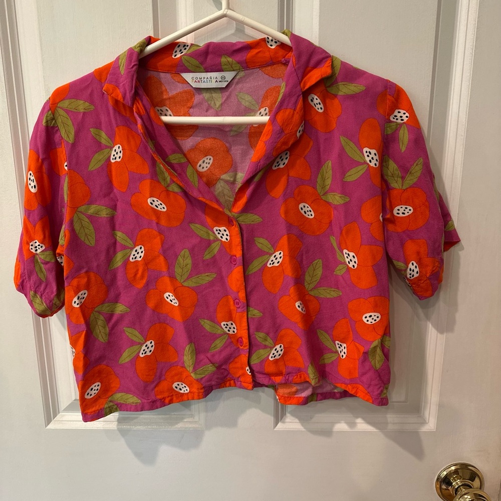 Women's Multi-colored Cropped Blouse